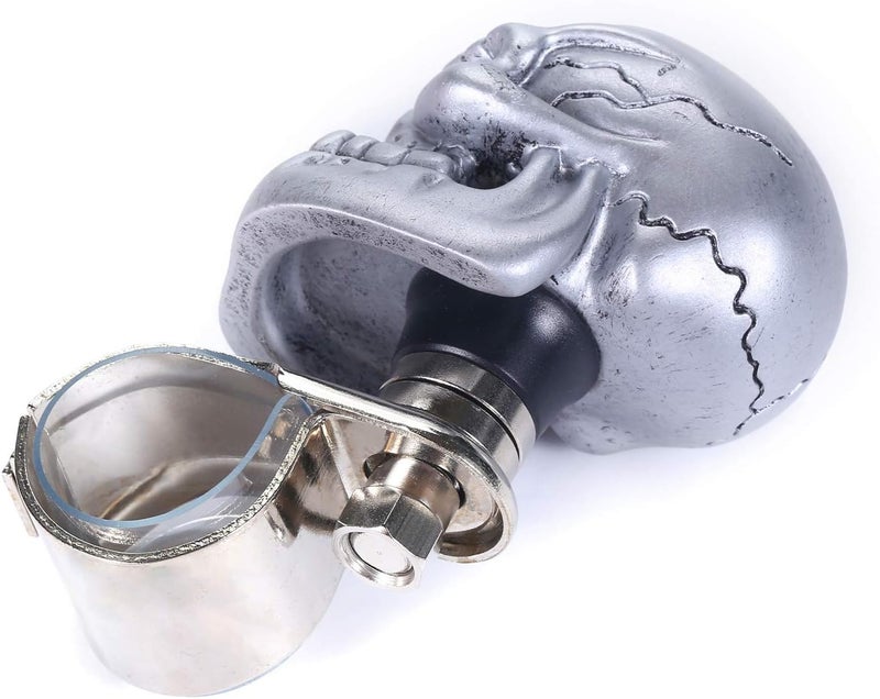 Bashineng Store Skull Steering Wheel Spinner Knob Turning Driving Suicide Power Handle Universal Fit Most Vehicles Cars Trucks Tractors Mowers Forklifts Boat Golf Carts (Silver) - Image 3