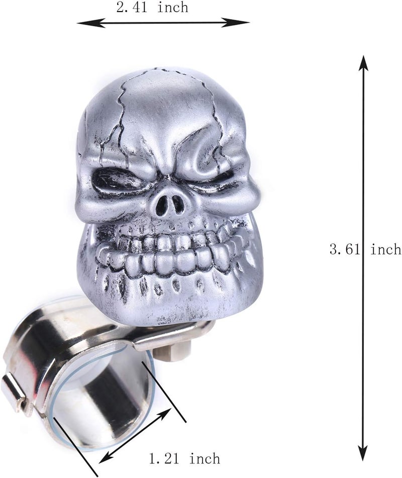 Bashineng Store Skull Steering Wheel Spinner Knob Turning Driving Suicide Power Handle Universal Fit Most Vehicles Cars Trucks Tractors Mowers Forklifts Boat Golf Carts (Silver) - Image 5