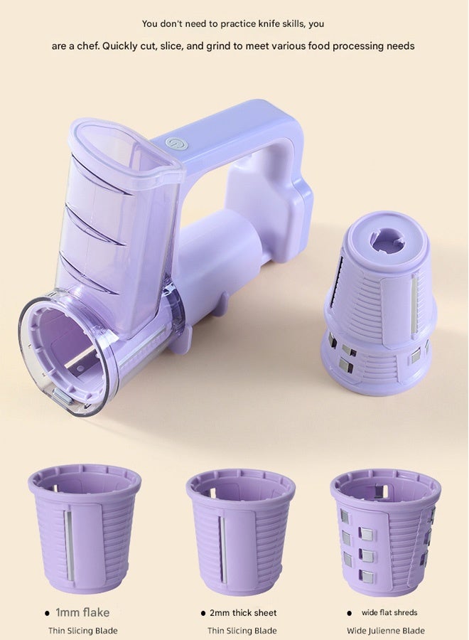 Electric Multiuse Vegetable Chopper with 3 Interchangeable Blades - USB Rechargeable Food Slicer, Grater & Shredder for Cheese, Onion, Potato, Cabbage - Dishwasher Safe Compact Kitchen Gadget for Home & Camping, Food Preparation Tool | Modern Kitchenware | Durable Chopping Container  - Image 4