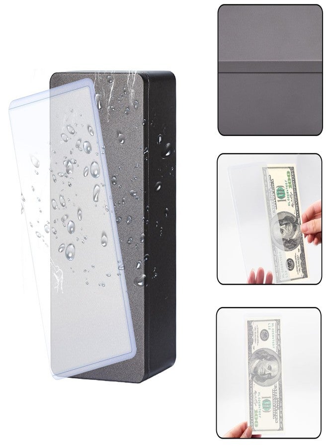 JINGHANGER Black Metal Cash Box with 20 PCS Banknotes Top-Insert Holders Currency Topload Holder with Storage Case Single Row Currency Tray Currency PVC Transparent Bill Money Top-Load Sleeves for Regular Bills - Image 2