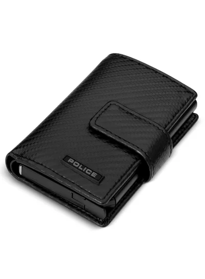 POLICE Joewel Textile & Alloy Men's Automatic Card Case, Rfid Safe for Men