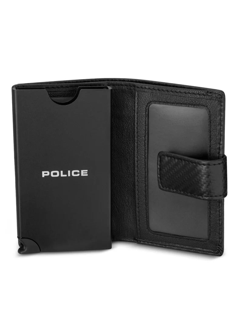 POLICE Joewel Textile & Alloy Men's Automatic Card Case, Rfid Safe for Men