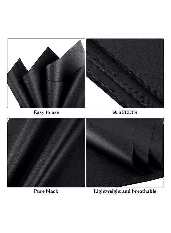 50-Pieces Premium Quality Gift Wrapping Tissue Paper Black - Image 2