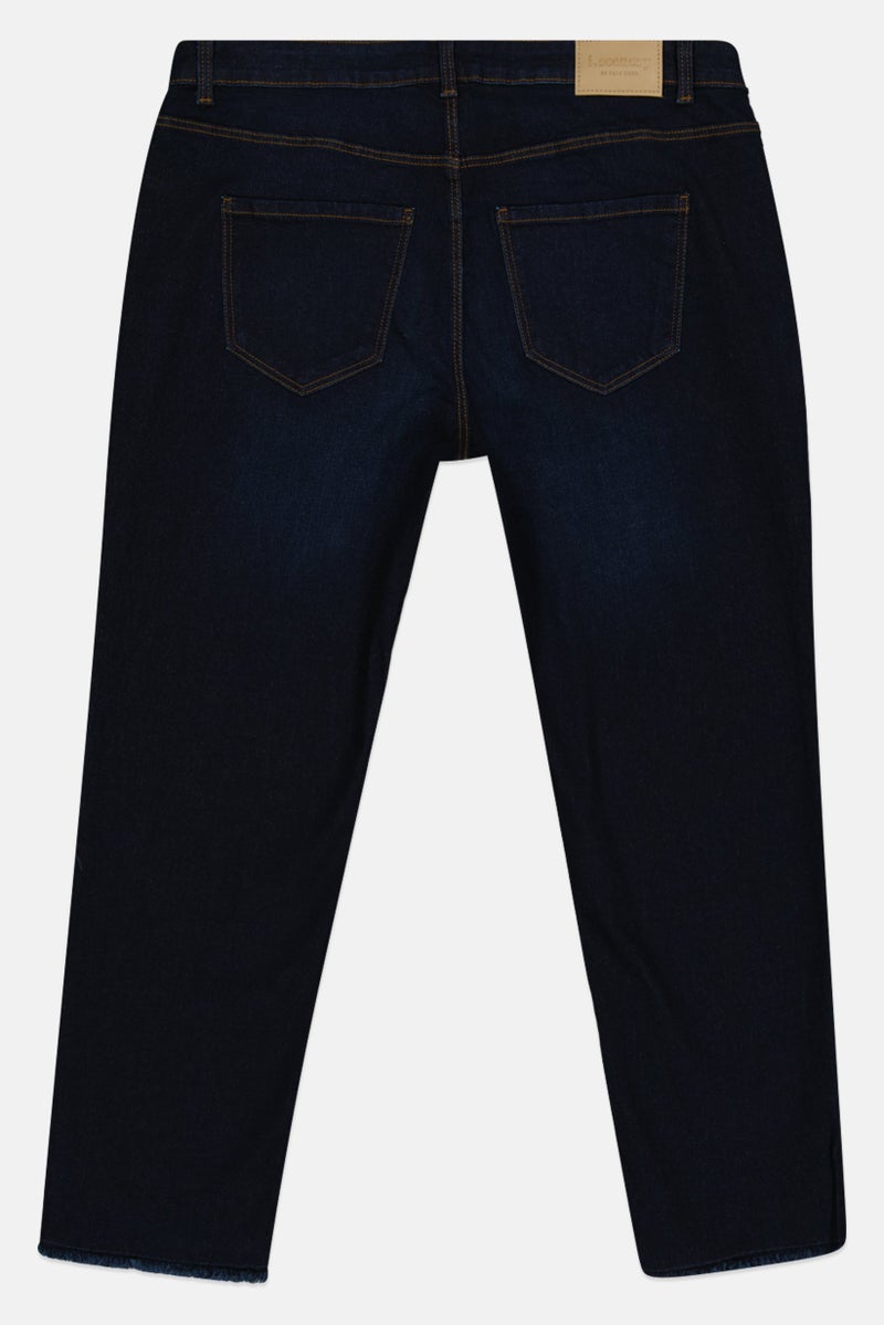 VERO MODA جينز نسائي من إيسينري x فيرو مودا بقصة صديقة، مغسول وقابل للتمدد، لون كحلي داكن - Image 2