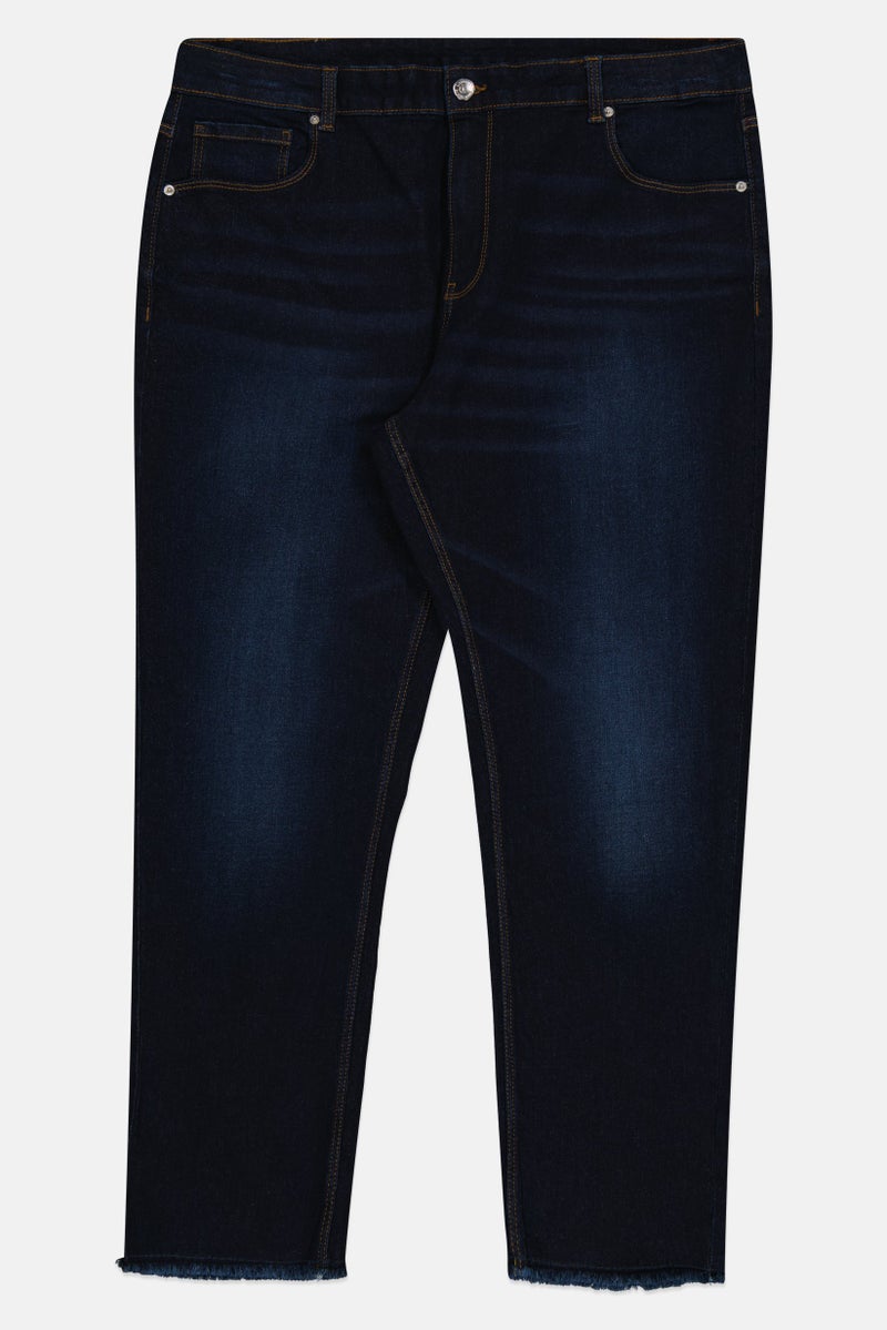 VERO MODA جينز نسائي من إيسينري x فيرو مودا بقصة صديقة، مغسول وقابل للتمدد، لون كحلي داكن - Image 3