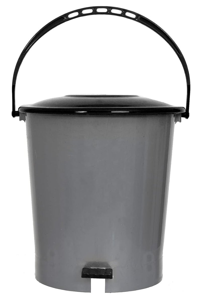 Kuber Industries Plastic Pedal DustbinWastebin With Handle 10 Liter Grey Black47KM0969 - Image 1