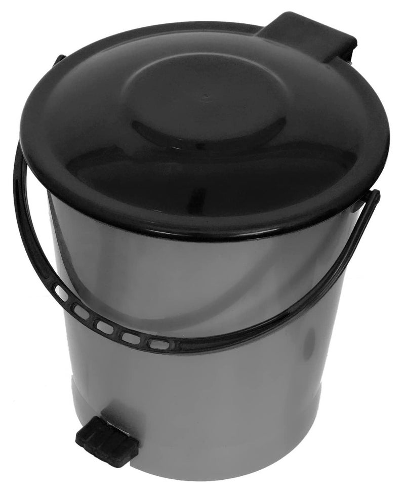 Kuber Industries Plastic Pedal DustbinWastebin With Handle 10 Liter Grey Black47KM0969 - Image 2