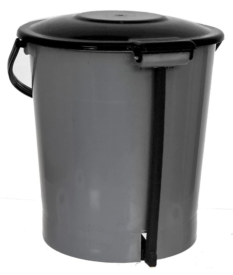 Kuber Industries Plastic Pedal DustbinWastebin With Handle 10 Liter Grey Black47KM0969 - Image 4