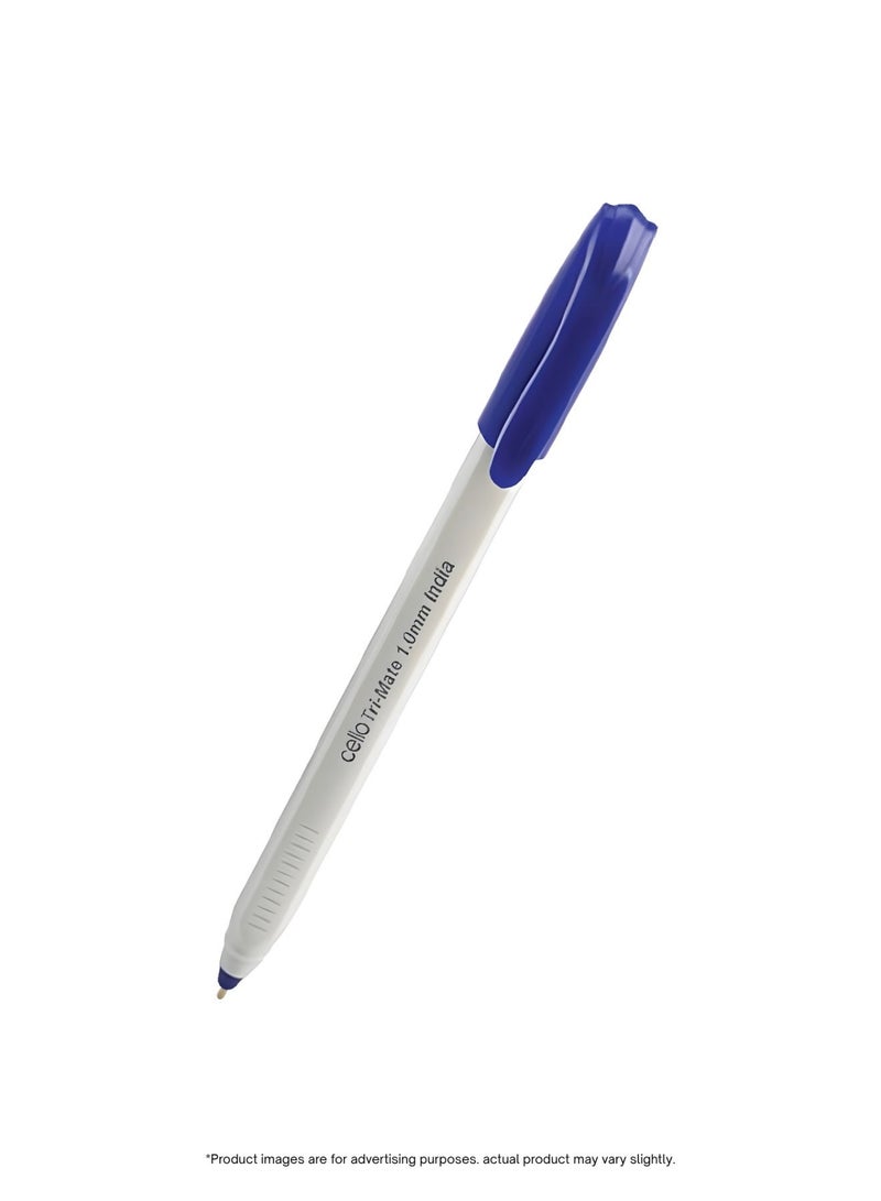 تشيلو أقلام سيلو Tri-Mate حبر جاف 1.0 مم رأس متوسط كتابة ناعمة لون أزرق – عبوة 50 قلم - Image 3