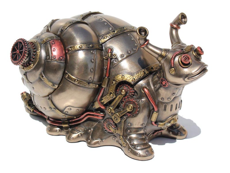 Veronese Design Veronese Design 4.5"" Tall Steampunk Giant Land Snail Hidden Trinket Box Cold Cast Resin Antique Bronze Finish  - Image 1