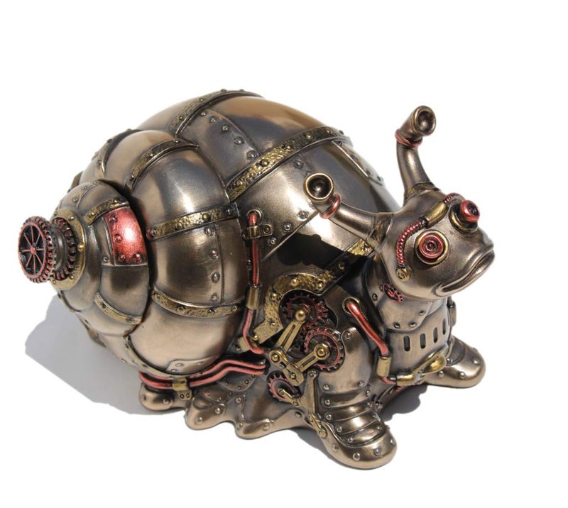 Veronese Design Veronese Design 4.5"" Tall Steampunk Giant Land Snail Hidden Trinket Box Cold Cast Resin Antique Bronze Finish  - Image 5