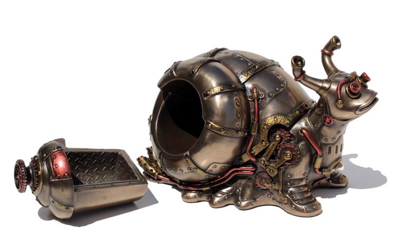Veronese Design Veronese Design 4.5"" Tall Steampunk Giant Land Snail Hidden Trinket Box Cold Cast Resin Antique Bronze Finish  - Image 3