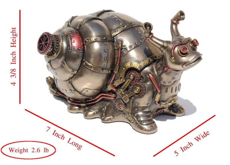 Veronese Design Veronese Design 4.5"" Tall Steampunk Giant Land Snail Hidden Trinket Box Cold Cast Resin Antique Bronze Finish  - Image 4