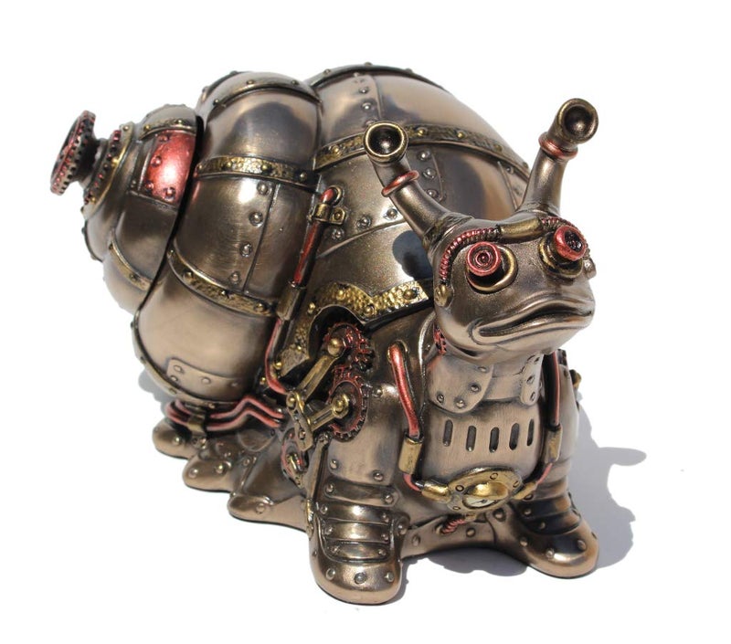 Veronese Design Veronese Design 4.5"" Tall Steampunk Giant Land Snail Hidden Trinket Box Cold Cast Resin Antique Bronze Finish  - Image 2