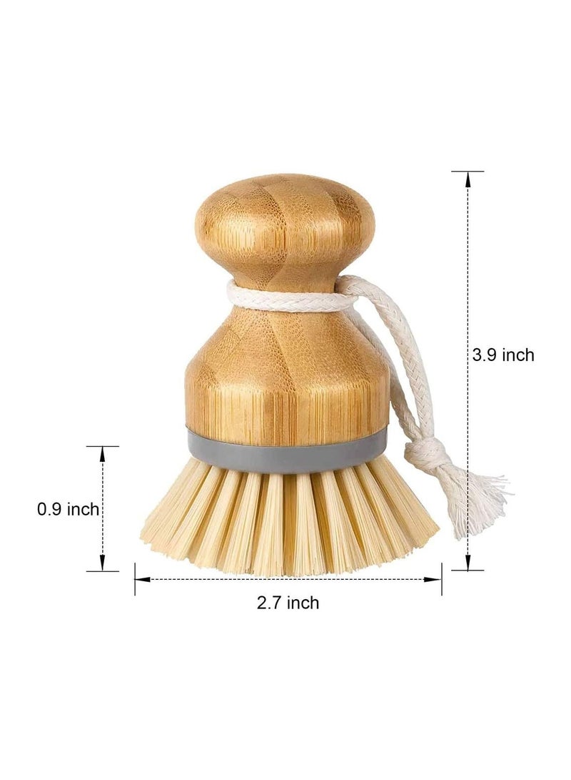 general Bamboo palm brush for cutlery, pots, pans, kitchen sink, bathroom, household cleaning, natural wood, stiff bristles, pack of 2, log and grey - Image 5