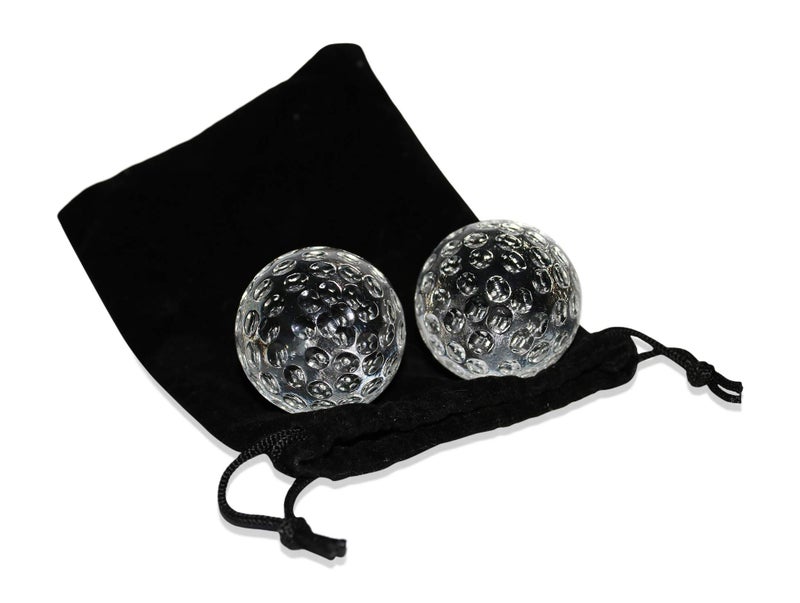 Gemsho Glass Golf Ball Whiskey Chillers and Pouch for Freezer - Set of 2 - Crystal Glass Whiskey Stones for Chilling Vodka, Whiskey, and Scotch - Each Stone Keeps Your Drinks Cool and Unique - for Men and Women - Image 1