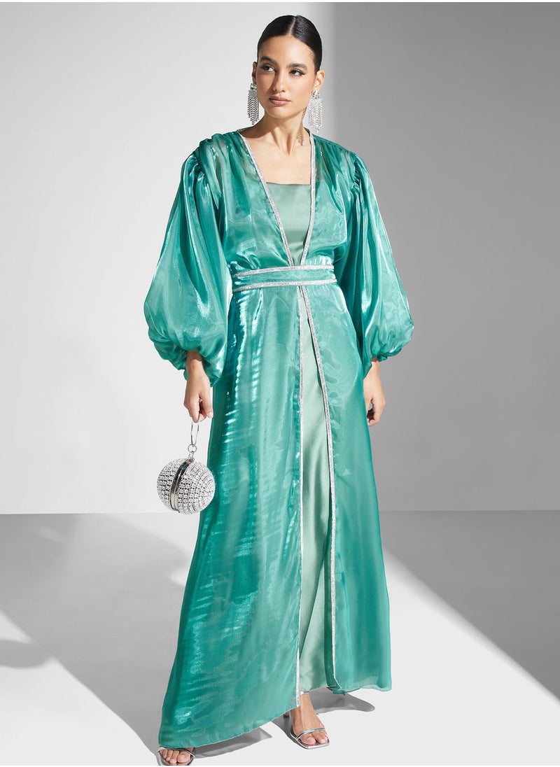 hayas closet - Lace Detail Belted Dress - Image 1