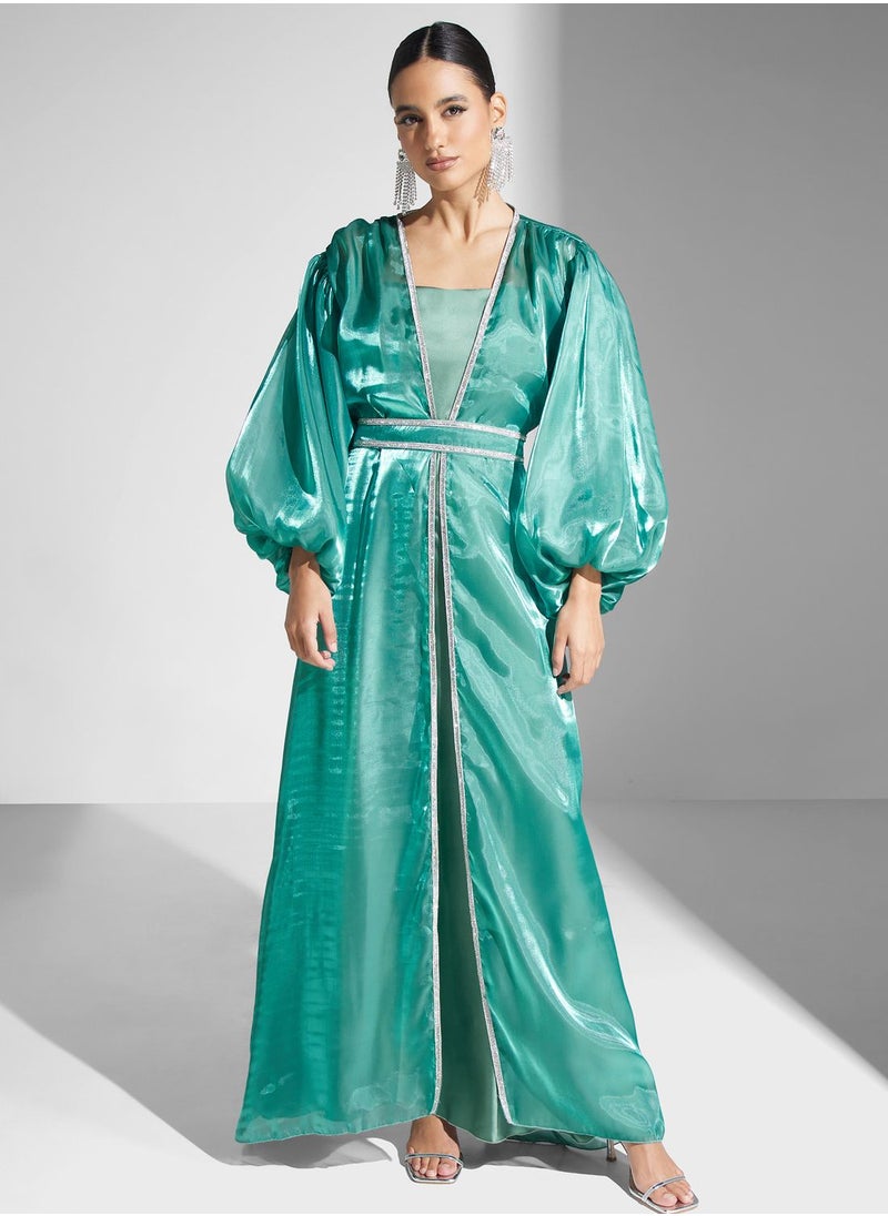 hayas closet - Lace Detail Belted Dress - Image 1