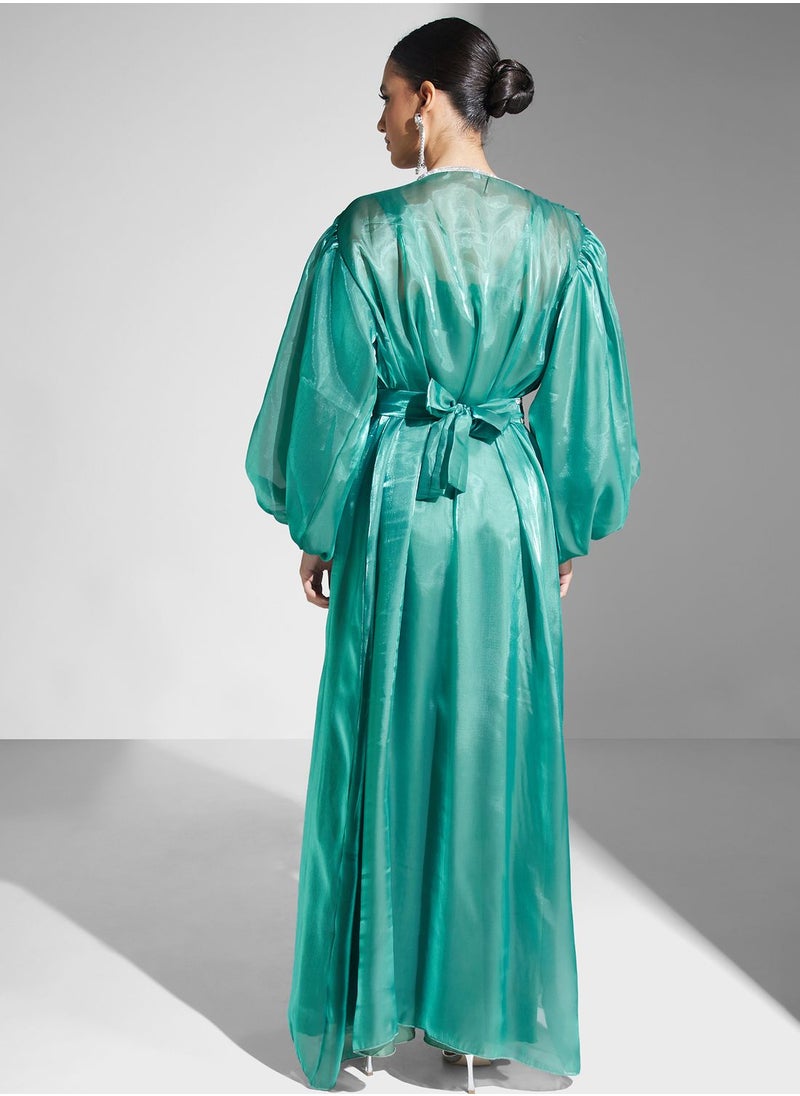 hayas closet - Lace Detail Belted Dress - Image 1