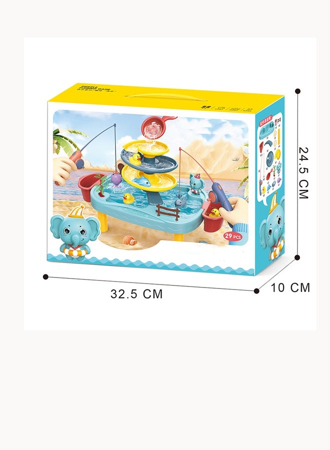 29-piece children's fishing toy set Multi-layer fishing table Children's fishing table Water park toy set Role play - Image 2