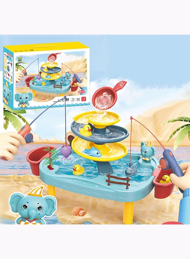 29-piece children's fishing toy set Multi-layer fishing table Children's fishing table Water park toy set Role play - Image 5