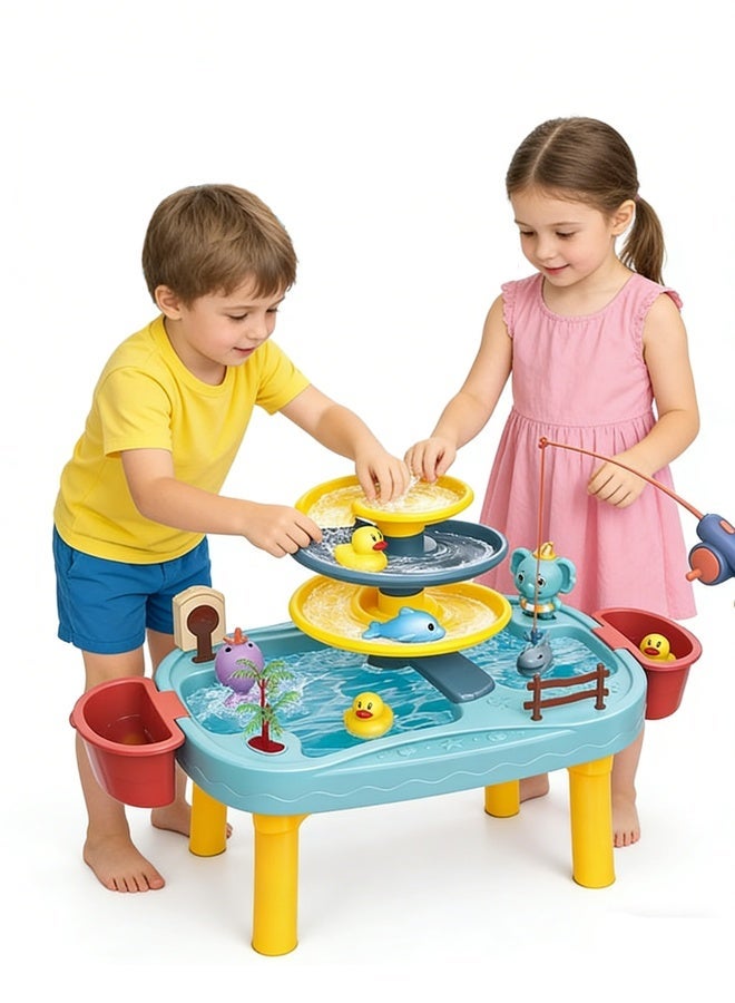 aoduoyaya 29-piece children's fishing toy set Multi-layer fishing table Children's fishing table Water park toy set Role play - Image 1