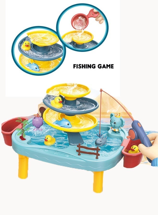 aoduoyaya 29-piece children's fishing toy set Multi-layer fishing table Children's fishing table Water park toy set Role play - Image 2