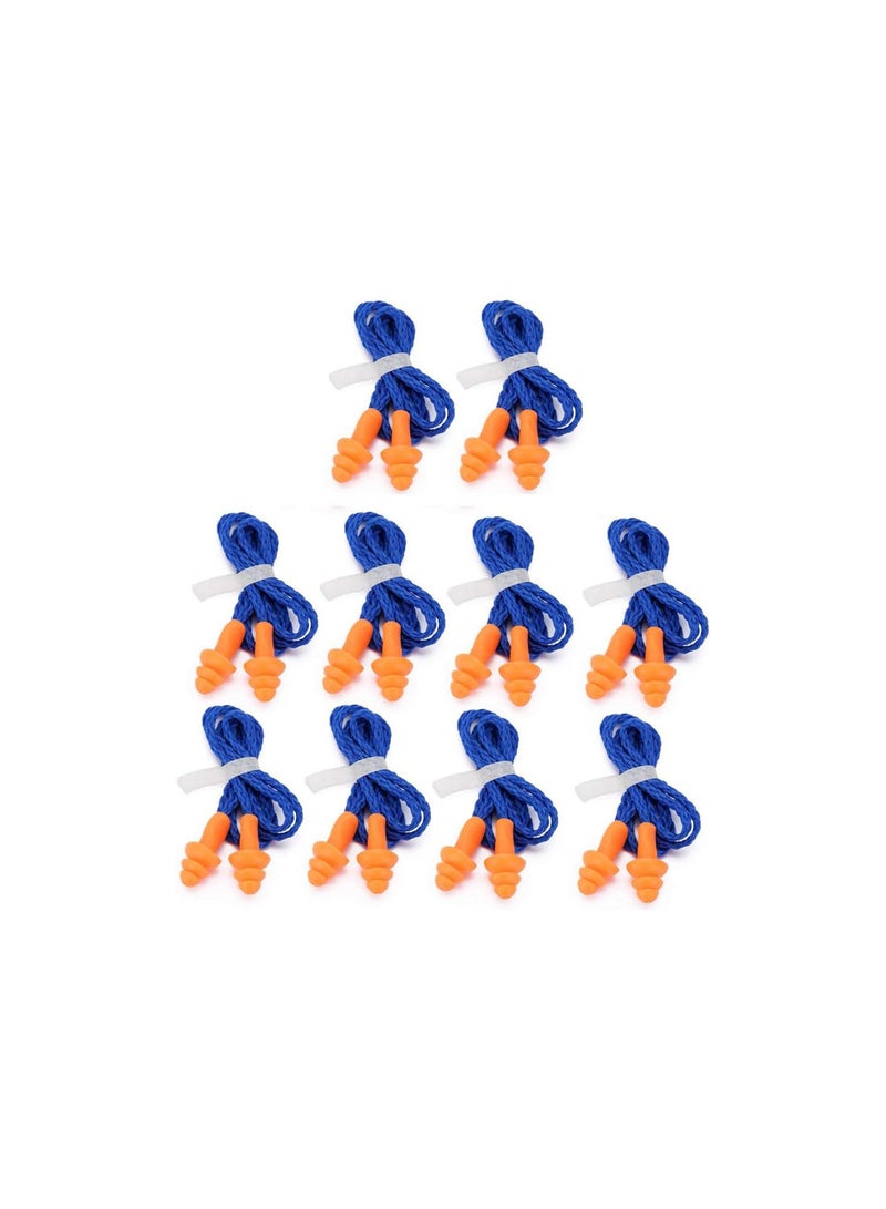 GGOOT Silicone Earplugs, 10 Pairs Waterproof Corded Ear Plugs Spiral Earplug Rubber String Noise Cancelling Ear Plugs for Sleep Noise Cancelling, Swimming and Hearing Protection - Image 1