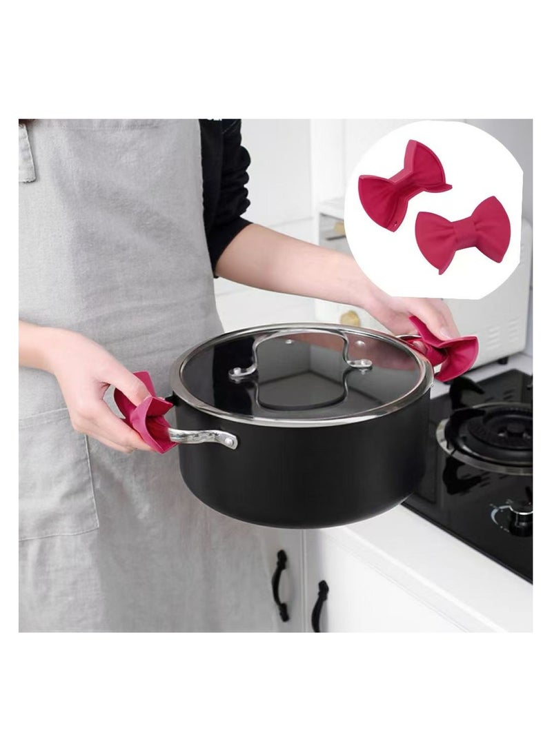 2pcs Silicone Oven Mitts Creative Bow Shape Oven Gloves Heat  - Image 1