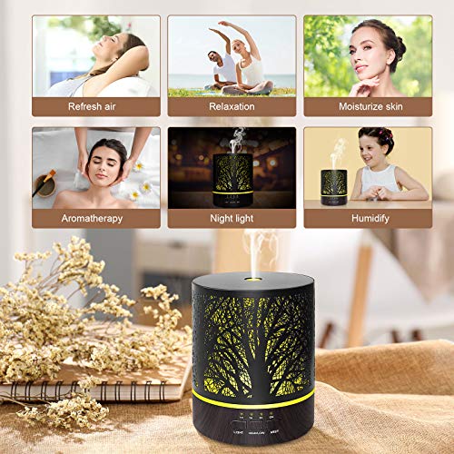 Naturalis Aroma Diffuser for Home Electric Use – Electric Diffuser & Ultrasonic Humidifier, Metal Body, 300ML Tank, Free 5 Natural Essential Oils, 4 Timer Settings, 2 Mist Modes, 7-Color LED Lights - Image 4