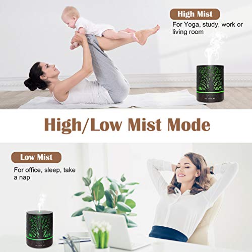 Naturalis Aroma Diffuser for Home Electric Use – Electric Diffuser & Ultrasonic Humidifier, Metal Body, 300ML Tank, Free 5 Natural Essential Oils, 4 Timer Settings, 2 Mist Modes, 7-Color LED Lights - Image 3