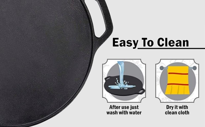 XL Kitchen مقلاة دُسَة روتي تشاباتي من الحديد الزهر مسبقة التتبيل 12 بوصة سوداء - Image 3