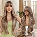 Allbell Blonde Wigs for Women 26 Inch Long Wavy Ombre Brown Wigs With Bangs Synthetic Wig Hair Repalcement Wigs Heat Resisatnt Fiber Hair for Daily Party Use - Image 2
