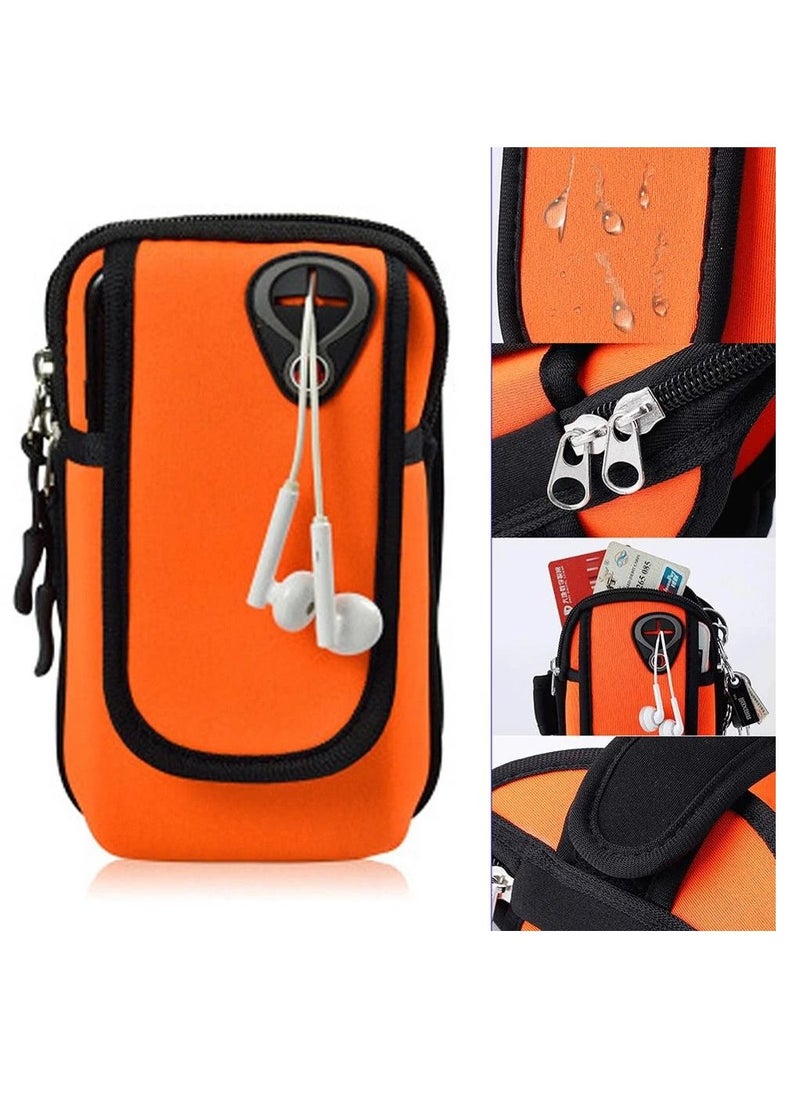 Rubik Universal Cell Phone Armband Pouch Bag Case for iPhone / Samsung & Other with Adjustable Band & Key Holder for Running, Walking, Gym, Orange  - Image 1
