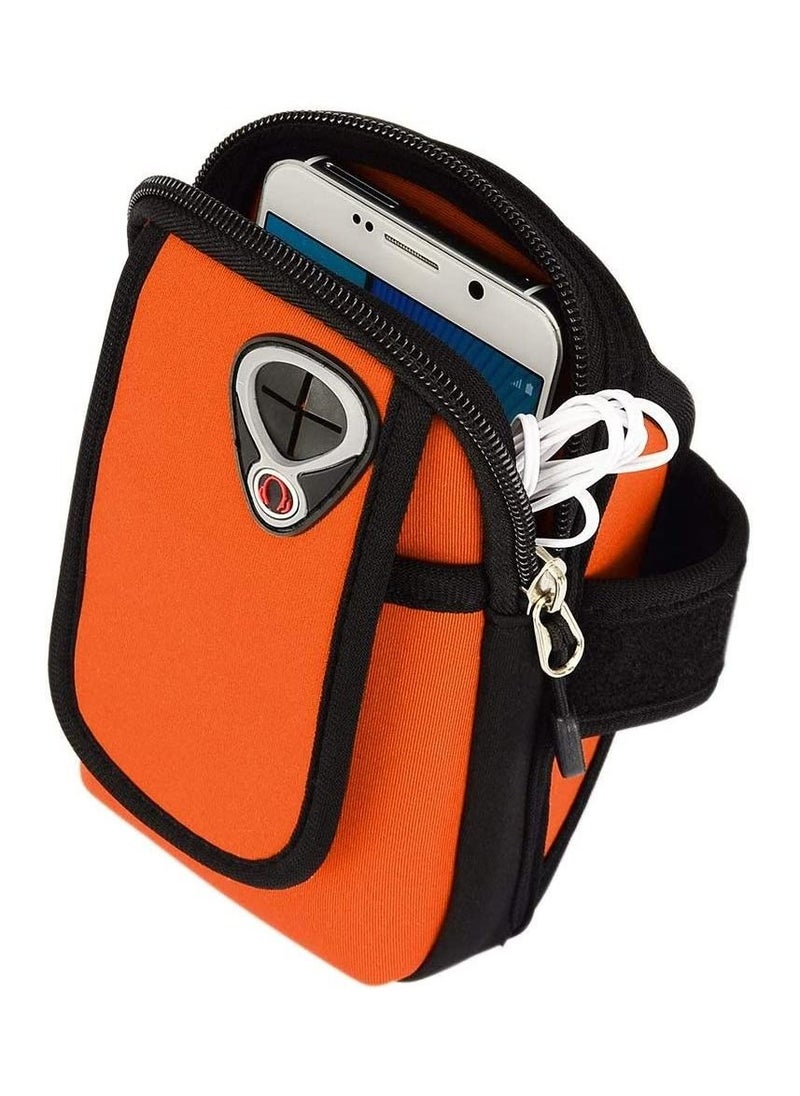 Rubik Universal Cell Phone Armband Pouch Bag Case for iPhone / Samsung & Other with Adjustable Band & Key Holder for Running, Walking, Gym, Orange  - Image 3