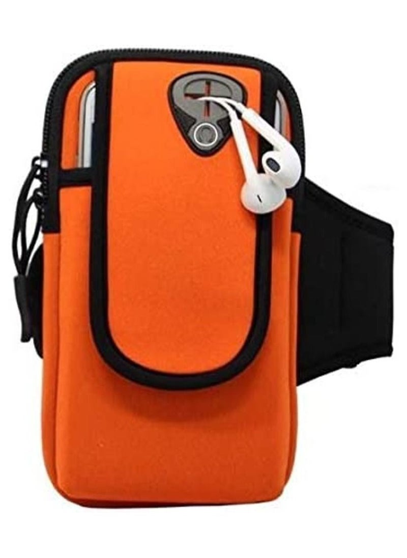 Rubik Universal Cell Phone Armband Pouch Bag Case for iPhone / Samsung & Other with Adjustable Band & Key Holder for Running, Walking, Gym, Orange  - Image 2