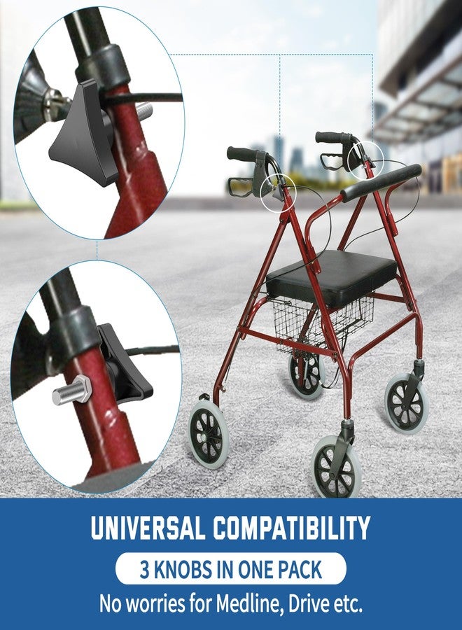 MOTOQUEEN for Medline Replacement Knobs, 3Pcs Universal Rollator Walker Knob Parts - Aluminum Star Knobs for Rolling Walker, Foldable Rollator, Hand Propelled Walker - Easy Install, No Tools Needed - Image 5