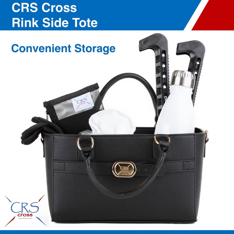 CRS Cross CRS Cross Rink Side Tote. Ice Skating Accessory Bag for Figure Skating, Roller and Inline Skaters, Ballet, Dance and Cheer. Organizes Guards, Water Bottle, Tissues, Phone. (Black Tote)  - Image 2