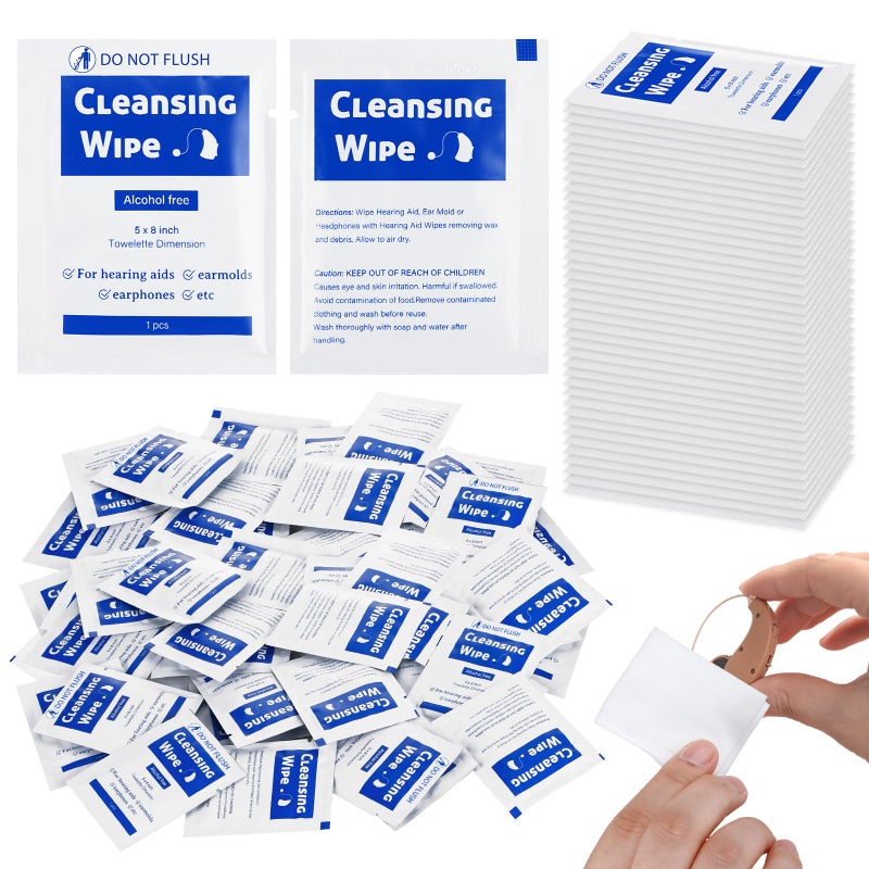 Heigble 250 Counts Hearing Aid Cleaning Wipes 551 x 787 Hearing Aid Wipes Individually Wrapped Cleaning Towelettes for Amplifier Earbuds - Image 3