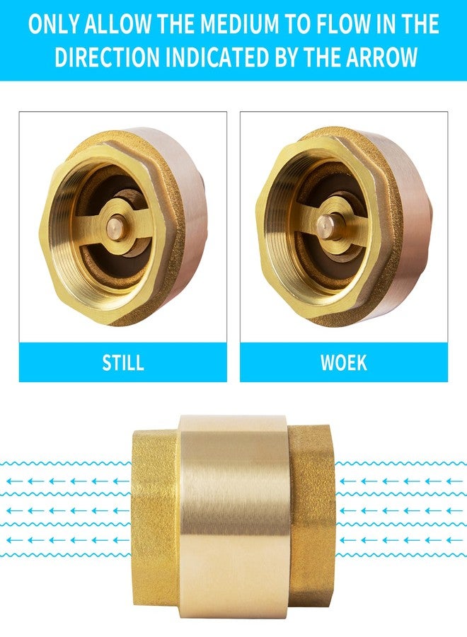 ChillWaves Brass In-Line Spring Check Valve DN40 1-1/2" Female Thread, One-Way Non-return Vertical Check Valve，Prevent Water Back-flow(1-PACK) - Image 4