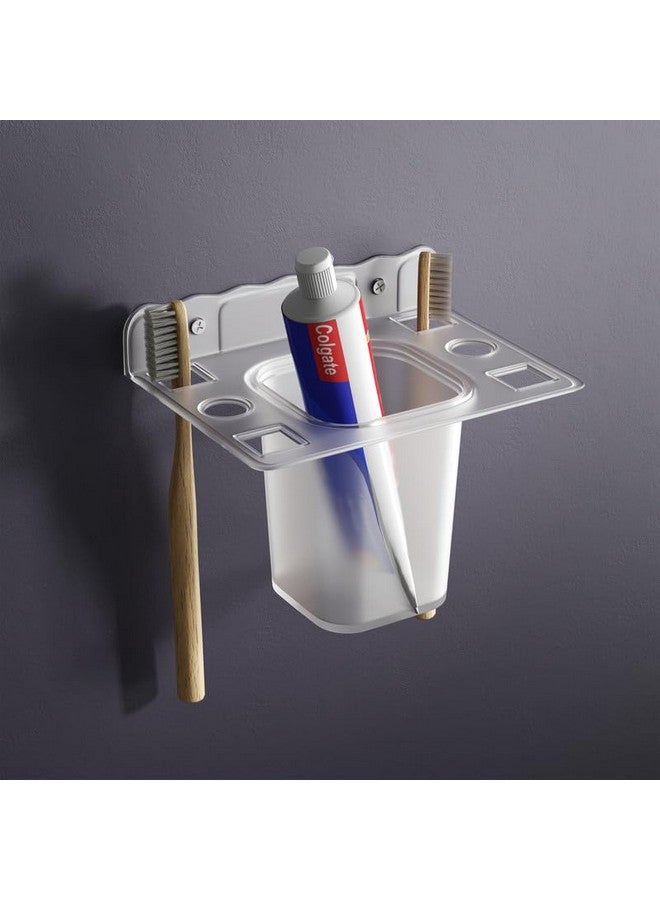GLOXY Unbreakable Transparent Wall Mount Acrylic Toothbrush & Tumbler Holder Usable for Bathroom and Wash Basin Area, Bathroom Accessories - Image 1