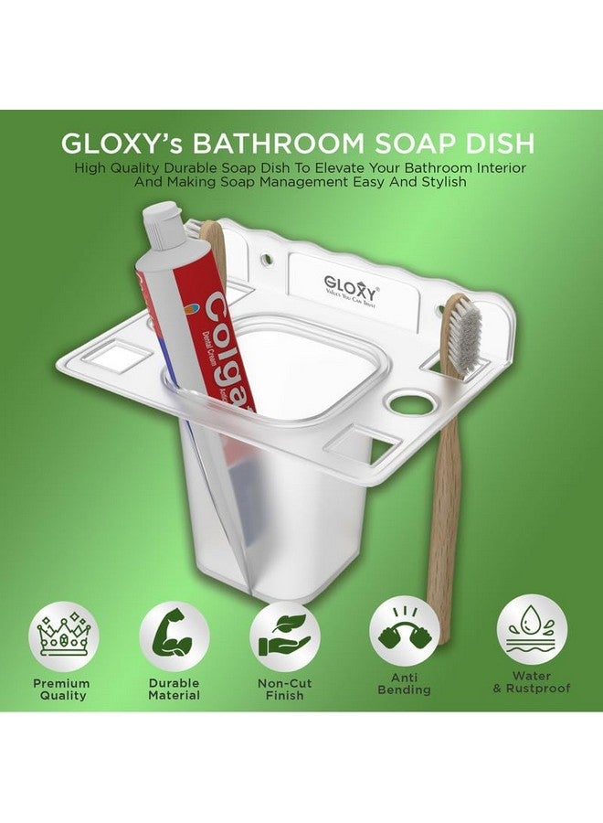 GLOXY Unbreakable Transparent Wall Mount Acrylic Toothbrush & Tumbler Holder Usable for Bathroom and Wash Basin Area, Bathroom Accessories - Image 3