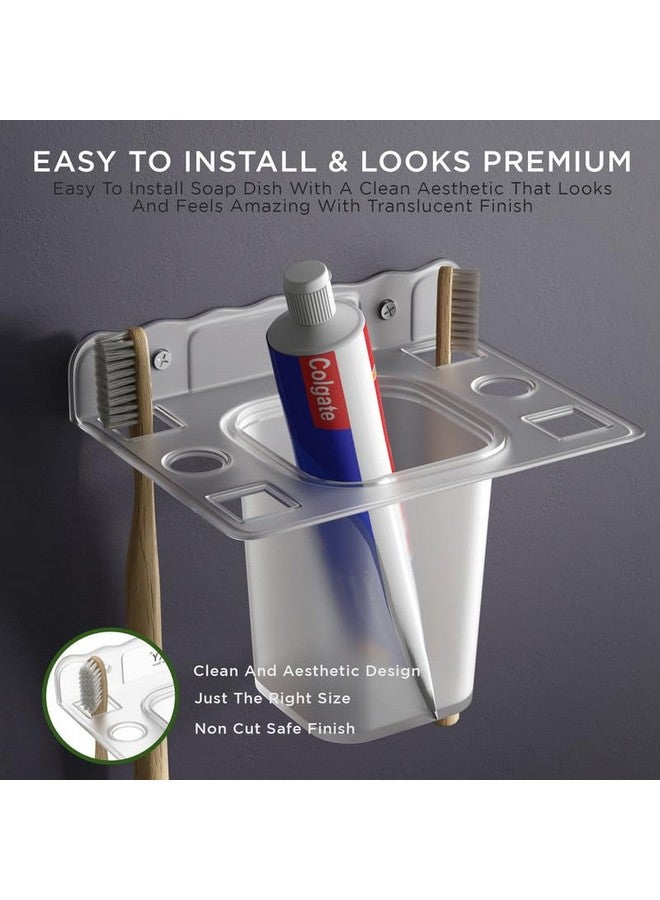GLOXY Unbreakable Transparent Wall Mount Acrylic Toothbrush & Tumbler Holder Usable for Bathroom and Wash Basin Area, Bathroom Accessories - Image 4