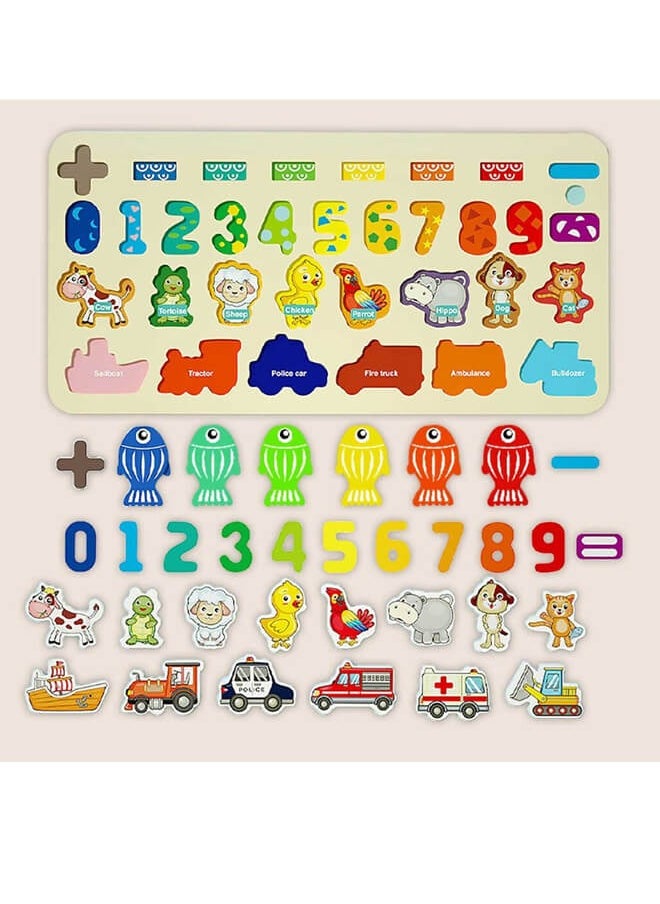 Riolio 4-in-1 Montessori Educational Toys for Kids: Numbers, Vehicles, Animals, and Fishing to Develop Cognitive Skills and Enhance Children's Thinking Abilities  - Image 2