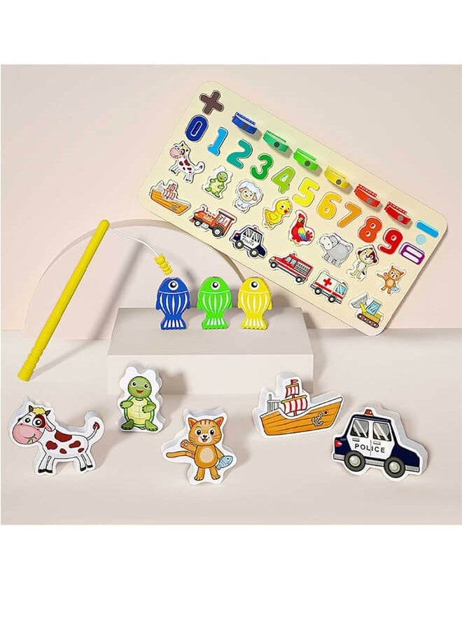 Riolio 4-in-1 Montessori Educational Toys for Kids: Numbers, Vehicles, Animals, and Fishing to Develop Cognitive Skills and Enhance Children's Thinking Abilities  - Image 5