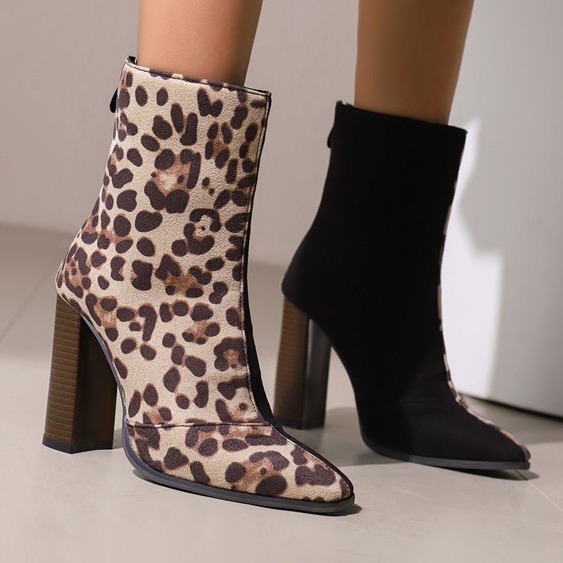 Lazada Joker Super High-Heeled Stitching 40-50 Plus Size Elegant Low Boots - Image 3