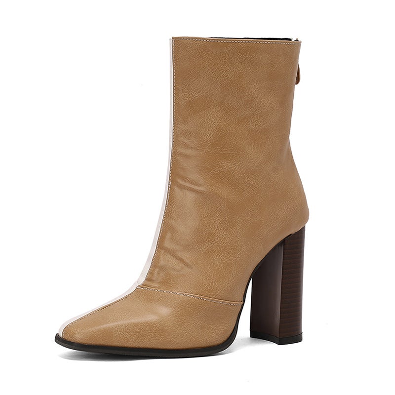 Lazada Joker Super High-Heeled Stitching 40-50 Plus Size Elegant Low Boots - Image 1