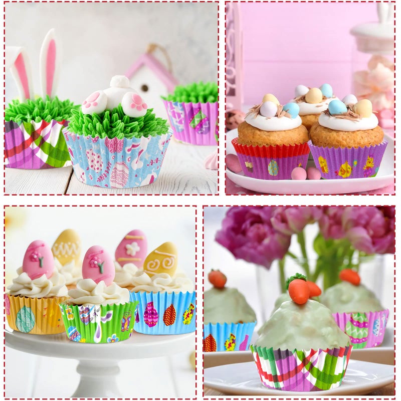 SANNIX 450pcs Easter Cupcake Liners, Bunny Chick Egg Baking Cups Cupcake Wrappers Paper Wraps Muffin Liners for Easter Spring Birthday Party Candy Cake Decorations Supplies(9 Designs) - Image 5