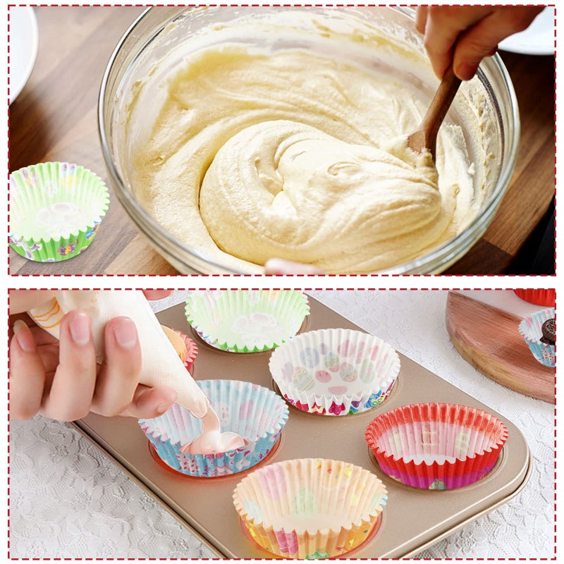 SANNIX 450pcs Easter Cupcake Liners, Bunny Chick Egg Baking Cups Cupcake Wrappers Paper Wraps Muffin Liners for Easter Spring Birthday Party Candy Cake Decorations Supplies(9 Designs) - Image 4