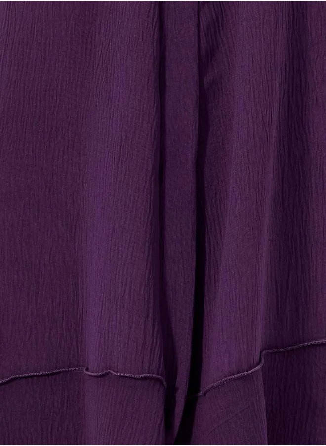 Styli Tiered Crepe Abaya with Flared Hem